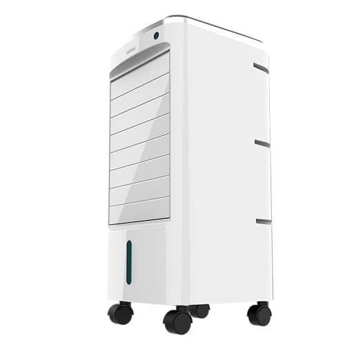 **Cecotec Climatizador Evaporativo EnergySilence 3500 Cool Compact, 65 W, Depósito de 3,5 L, 3 Velocidades, Oscilación 70°, Ruedas Multidireccionales, con 2 Acumuladores de Frío**