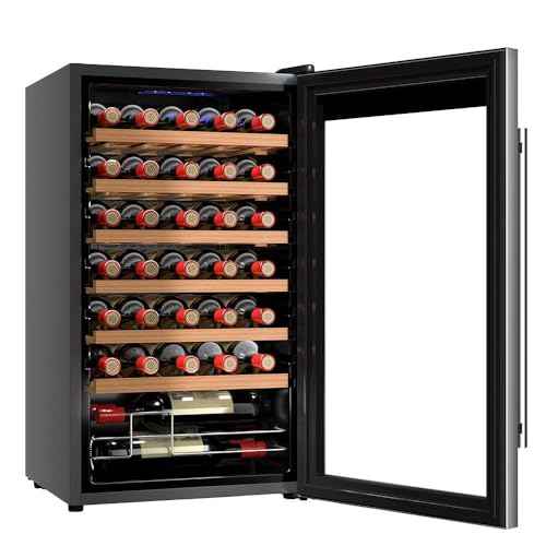 Cecotec Vinoteca Bolero GrandSommelier 34030 Inox Compressor, 34 Botellas, 80 L, Enfriamiento por Compresor, Temperatura 5-18 °C, Control Táctil, Display y Luz LED Interior