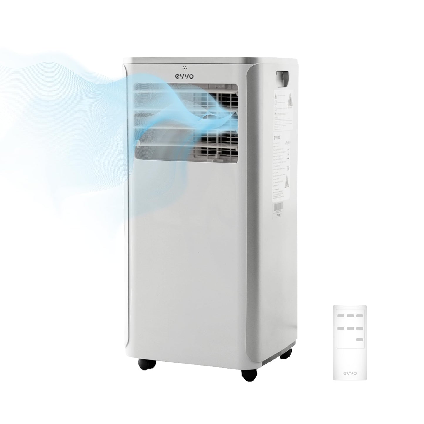 **EVVO Aire Acondicionado Portátil 3 en 1 Clima P9, 9000 BTU, Mando a Distancia, Cobertura 20 m², Clase Energética A, Kit de Instalación en Ventana, Color Blanco**