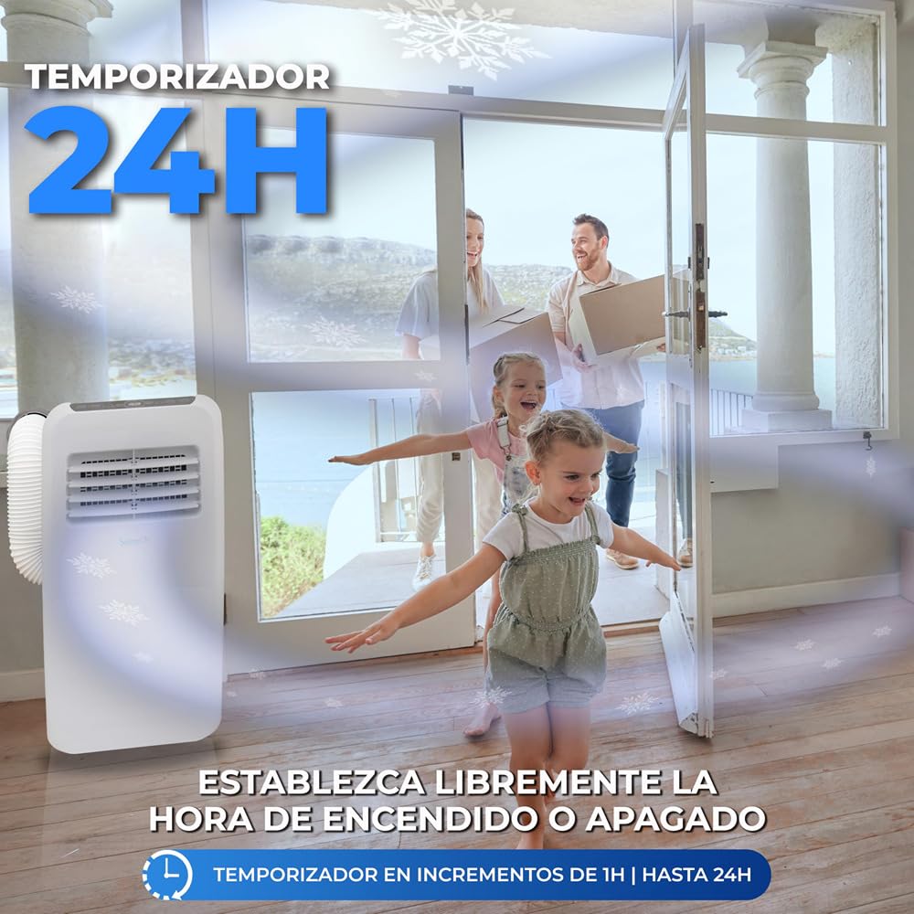 **SereneLife Aire Acondicionado Portátil 12.000 BTU – Climatizador Móvil Silencioso con Función de Deshumidificador y Ventilador, Kit de Ventana, Mando a Distancia, Ideal para Casa y Oficina**