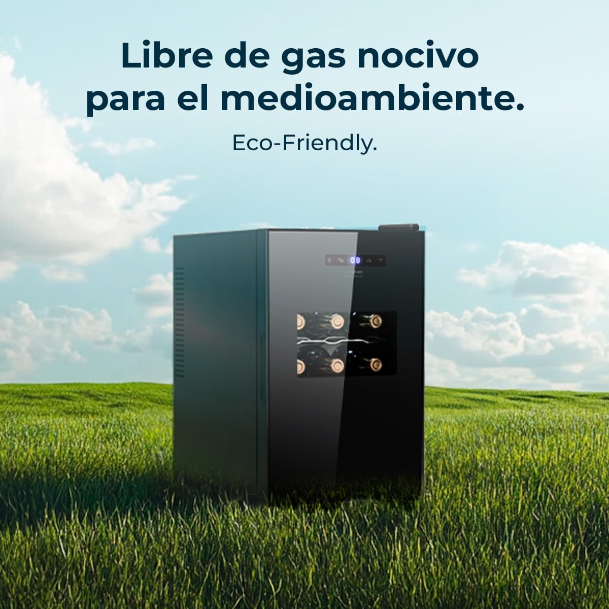 Cecotec Vinoteca Bolero GrandSommelier 1550 CoolCrystal, 15 Botellas, Termoeléctrica, Silenciosa 35 dB, Temperatura 5-18ºC, Panel Táctil, LED Eco-Friendly