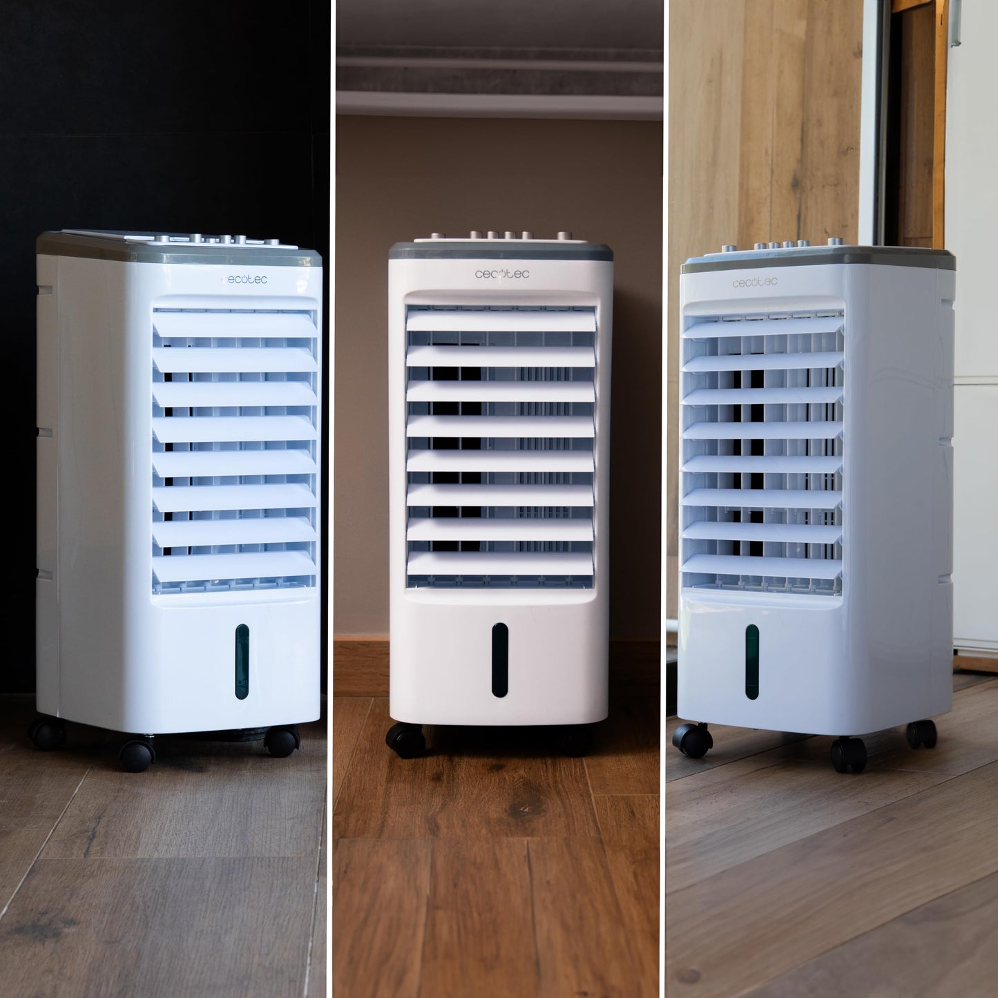 **Cecotec Climatizador Evaporativo EnergySilence 3500 Cool Compact, 65 W, Depósito de 3,5 L, 3 Velocidades, Oscilación 70°, Ruedas Multidireccionales, con 2 Acumuladores de Frío**