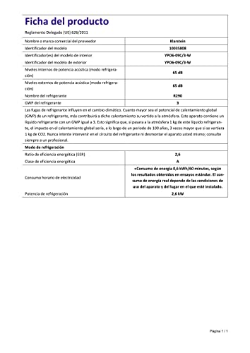 **Klarstein Pure Blizzard Smart 9k – Aire Acondicionado Portátil 9000 BTU, para 26-44 m², Control por App y Alexa, Función Ventilador y Deshumidificador, Temporizador, Clase Energética A, Gas R290, Color Negro**