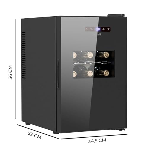 Cecotec Vinoteca Bolero GrandSommelier 1550 CoolCrystal, 15 Botellas, Termoeléctrica, Silenciosa 35 dB, Temperatura 5-18ºC, Panel Táctil, LED Eco-Friendly