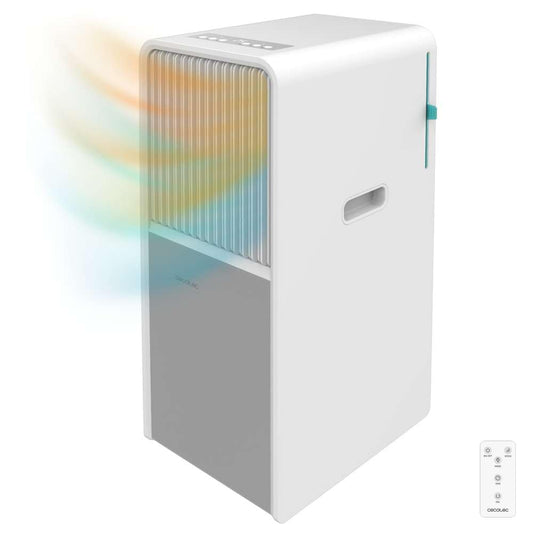 Cecotec Aire Acondicionado Portátil con Mando y Bomba de Calor ForceClima 9450 Style Heating, 9000 BTU, Pantalla LED, 5 Modos, 2 Velocidades, Deshumidificador, Temporizador, 16 m², Blanco