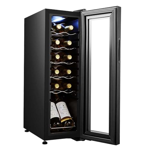 Cecotec Vinoteca Bolero GrandSommelier 1250 CoolCrystal Compressor, 12 Botellas, Libre Instalación, Temperatura Ajustable 8-18 °C, Panel Táctil y Luz LED
