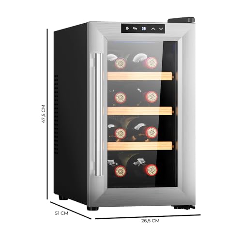 Cecotec Vinoteca 8 Botellas Bolero GrandSommelier 830 CoolWood, Termoeléctrica, Silenciosa, Temperatura 8-18ºC, Panel Táctil, Display, Eco-Friendly