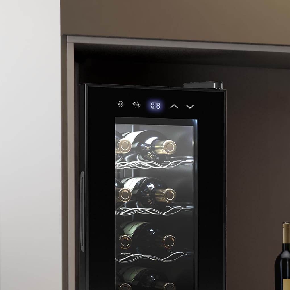 Cecotec Vinoteca 8 Botellas Bolero GrandSommelier 830 CoolCrystal, Termoeléctrica, Temperatura 8-18ºC, Panel Táctil, Display LED, Gas No Nocivo