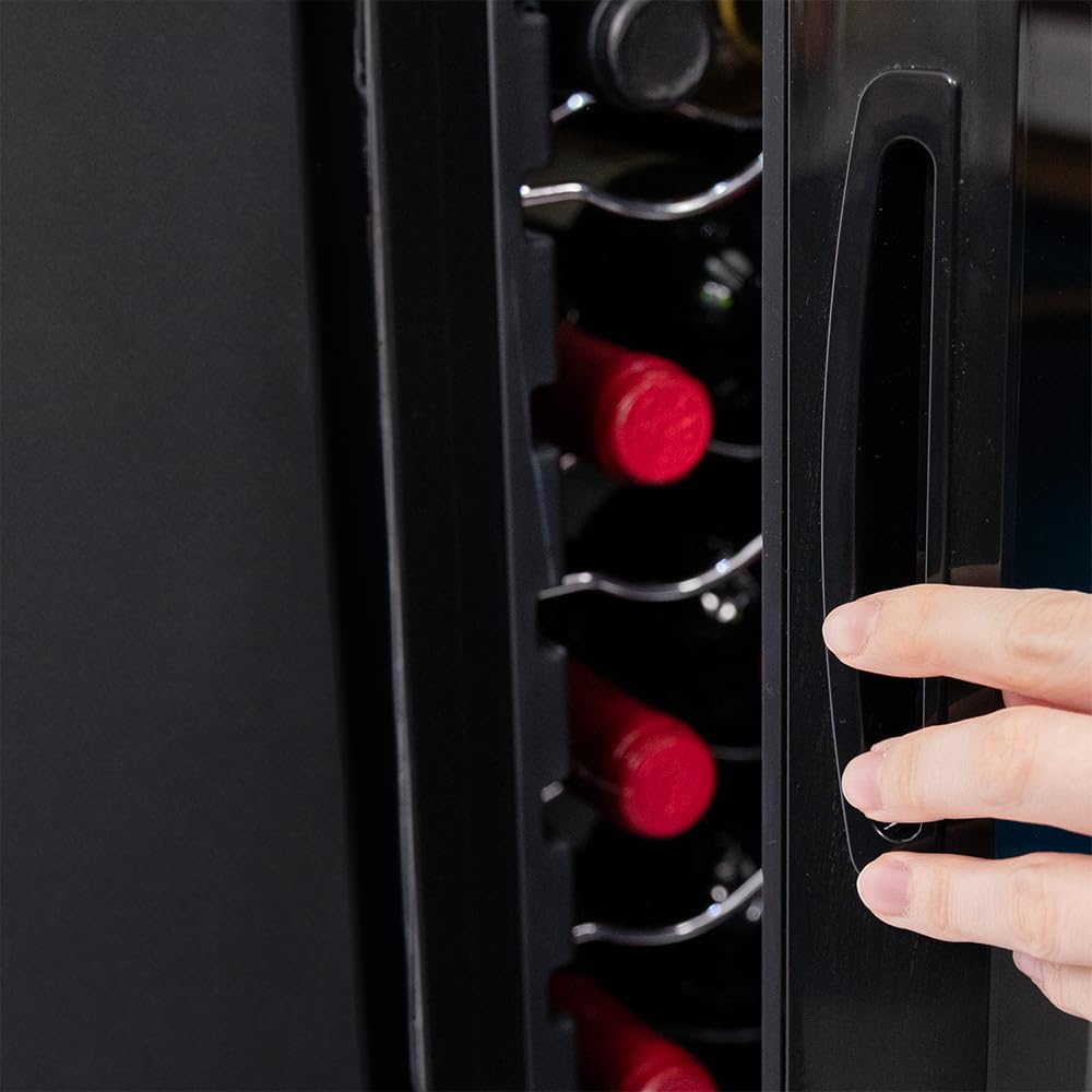 Cecotec Vinoteca Bolero GrandSommelier 1250 CoolCrystal Compressor, 12 Botellas, Libre Instalación, Temperatura Ajustable 8-18 °C, Panel Táctil y Luz LED