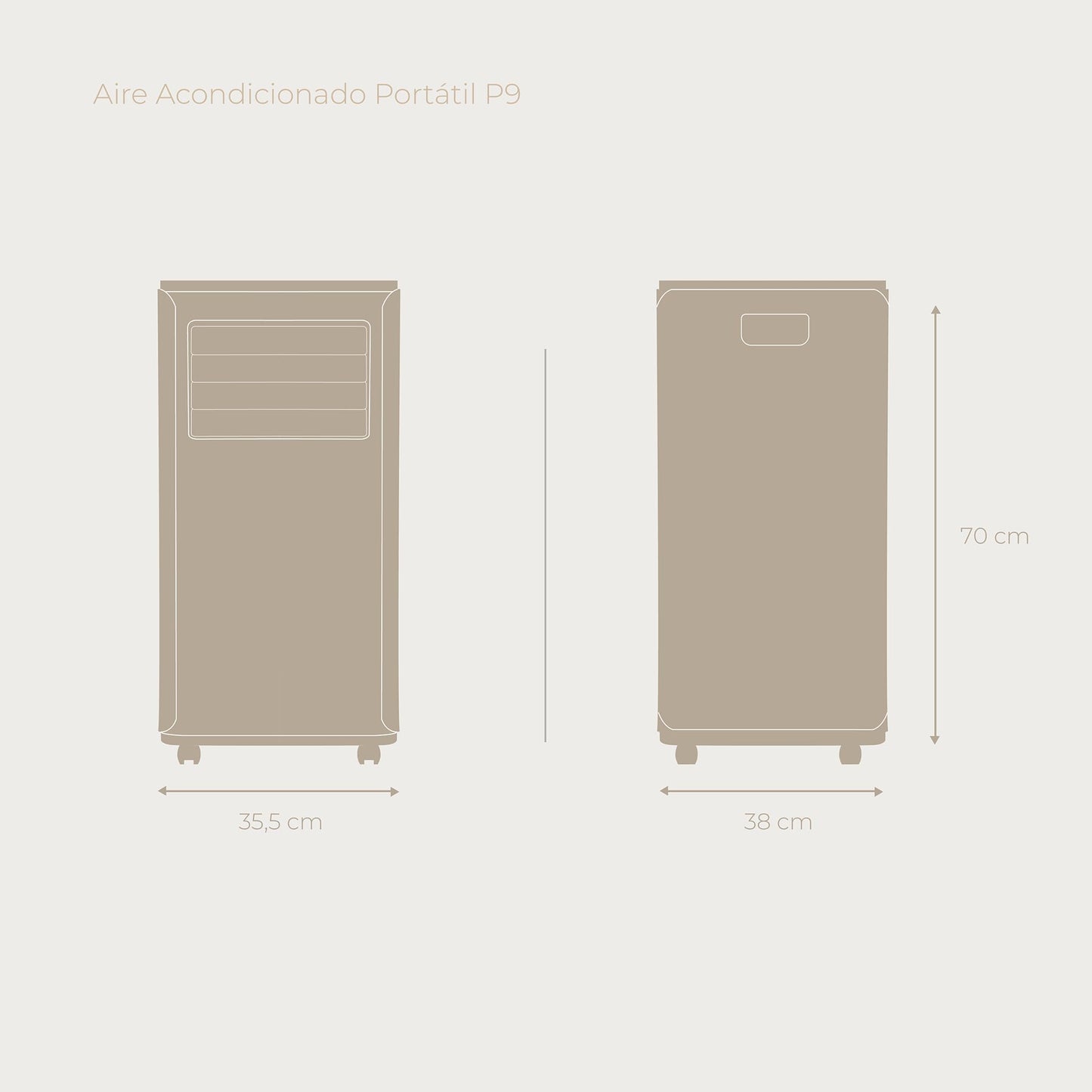 **EVVO Aire Acondicionado Portátil 3 en 1 Clima P9, 9000 BTU, Mando a Distancia, Cobertura 20 m², Clase Energética A, Kit de Instalación en Ventana, Color Blanco**