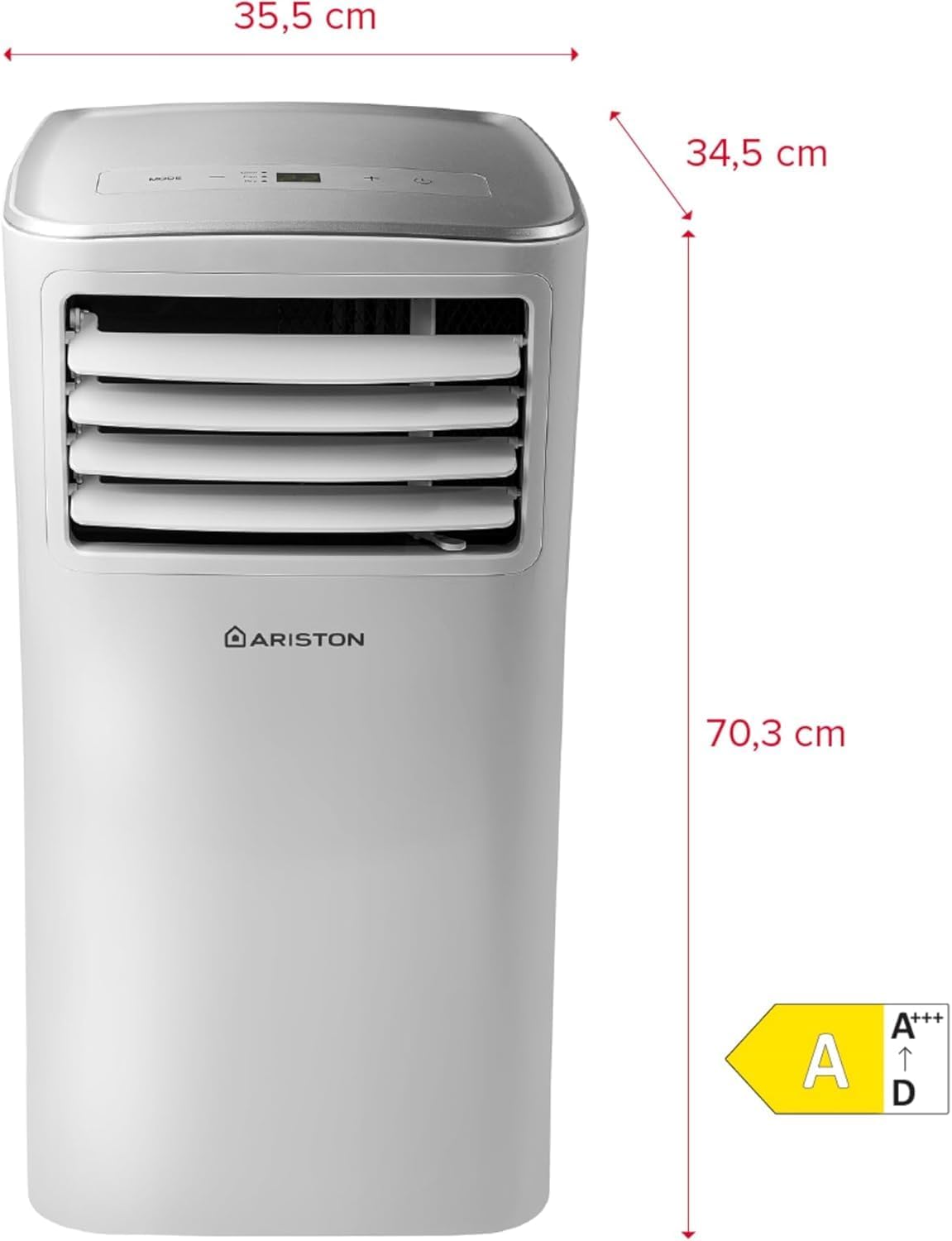 **Ariston Mobis 9 – Pingüino Aire Acondicionado Portátil Silencioso con Temporizador y Mando a Distancia, 24x69x25 cm, Color Blanco, Eficiencia Energética A, Instalación en España**