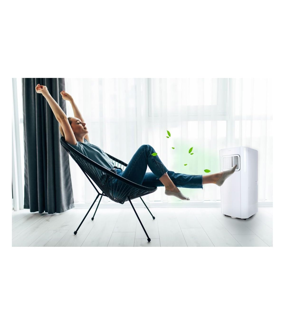 facula Aire Acondicionado Portátil 3 en 1 Artic 7000 BTU, Refrigeración, Ventilación y Deshumidificación, con Temporizador