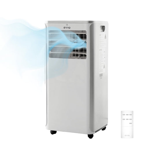 **EVVO Aire Acondicionado Portátil 3 en 1 Clima P9, 9000 BTU, Mando a Distancia, Cobertura 20 m², Clase Energética A, Kit de Instalación en Ventana, Color Blanco**