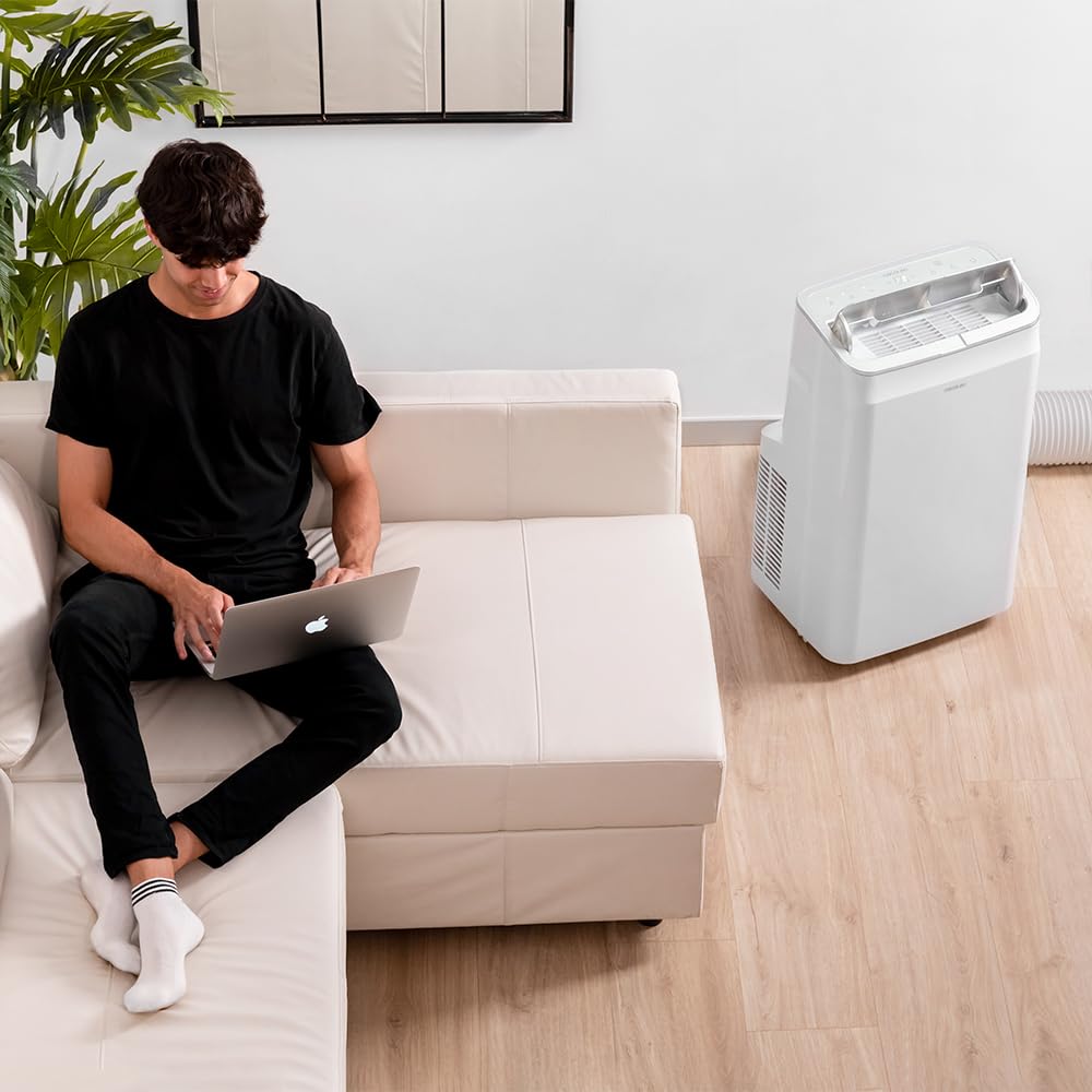 **Cecotec Aire Acondicionado Portátil ForceClima 12600 Heating, 12000 BTU, con Mando a Distancia y Bomba de Calor, Pantalla LED, 5 Modos, Función Deshumidificación, Cobertura 26-28 m²**