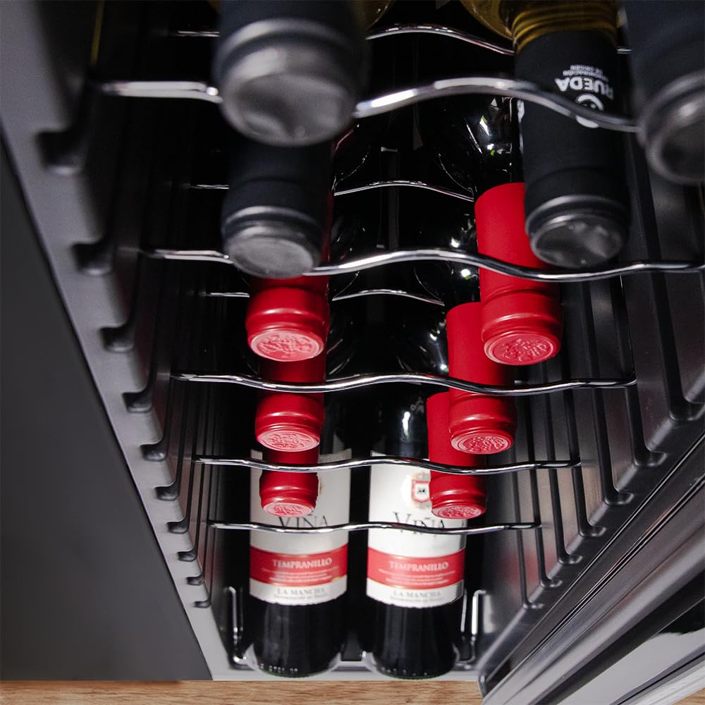 Cecotec Vinoteca Bolero GrandSommelier 1250 CoolCrystal Compressor, 12 Botellas, Libre Instalación, Temperatura Ajustable 8-18 °C, Panel Táctil y Luz LED