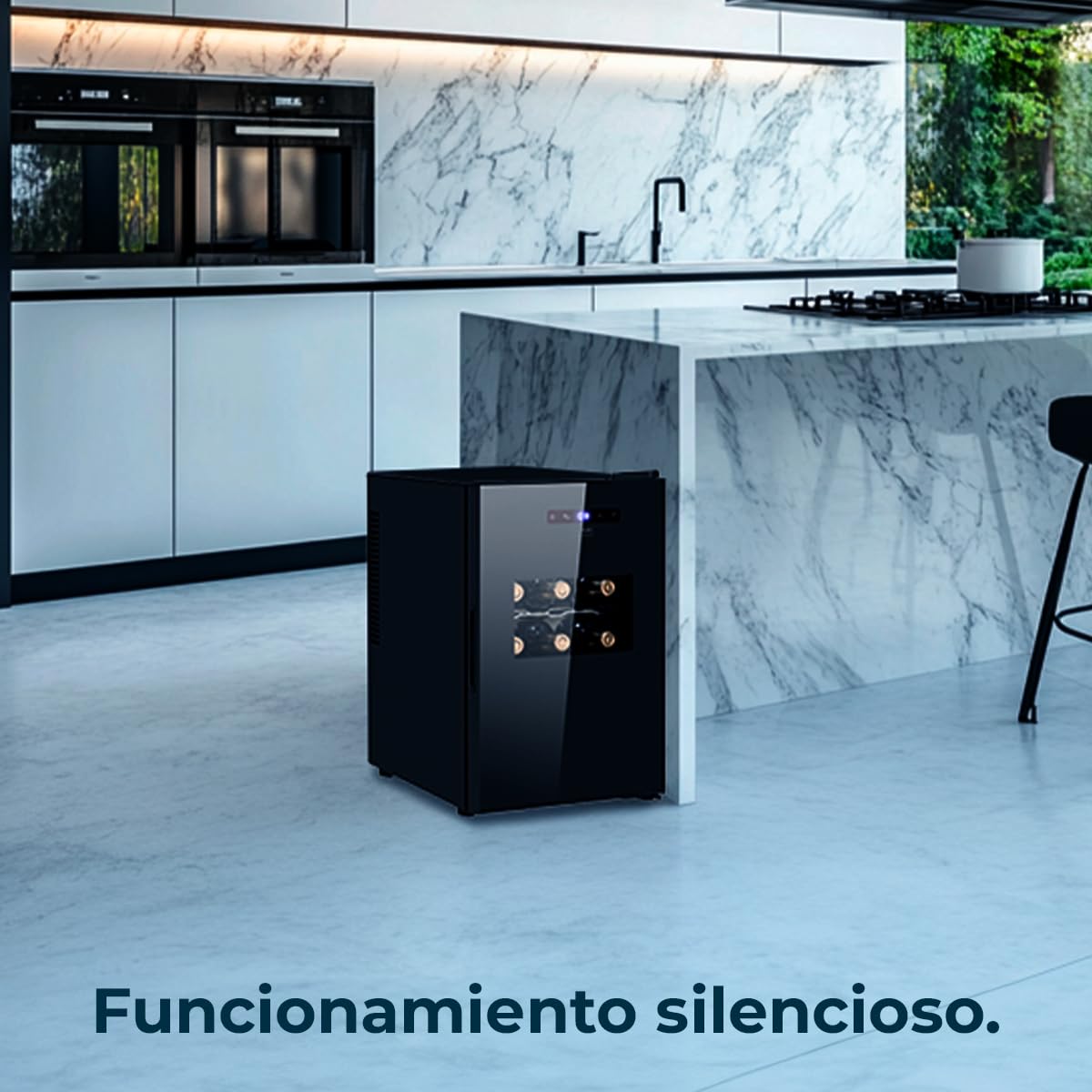 Cecotec Vinoteca Bolero GrandSommelier 1550 CoolCrystal, 15 Botellas, Termoeléctrica, Silenciosa 35 dB, Temperatura 5-18ºC, Panel Táctil, LED Eco-Friendly