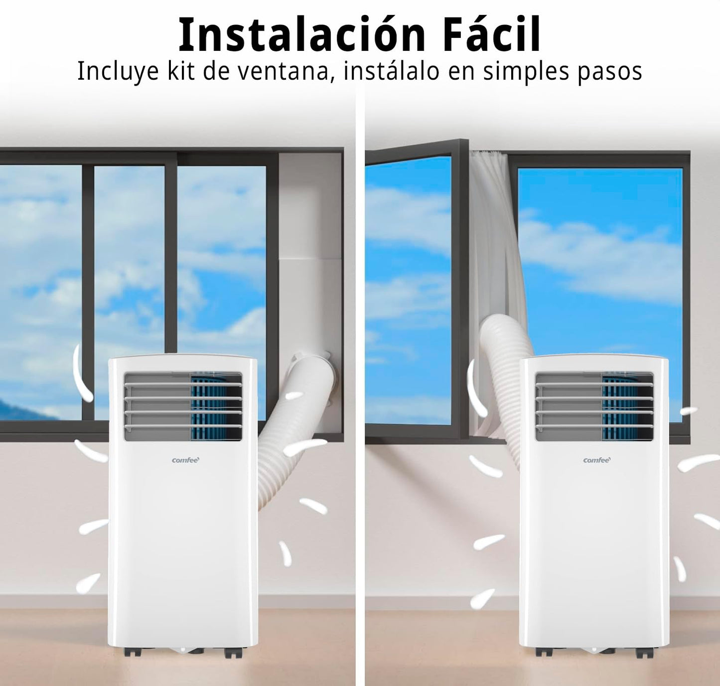 **COMFEE Aire Acondicionado Portátil 3 en 1, 8000 BTU / 2000 Frigorías, Climatizador sin Unidad Exterior, Enfriador Silencioso de Bajo Consumo con Kit de Ventana, Funciones de Refrigeración, Ventilación y Deshumidificación**