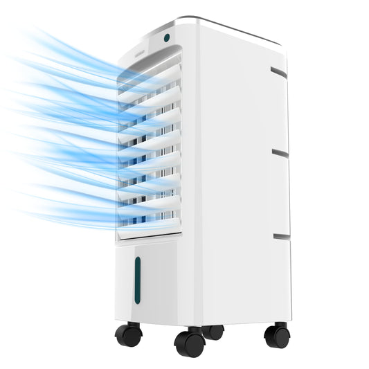 **Cecotec Climatizador Evaporativo EnergySilence 3500 Cool Compact, 65 W, Depósito de 3,5 L, 3 Velocidades, Oscilación 70°, Ruedas Multidireccionales, con 2 Acumuladores de Frío**