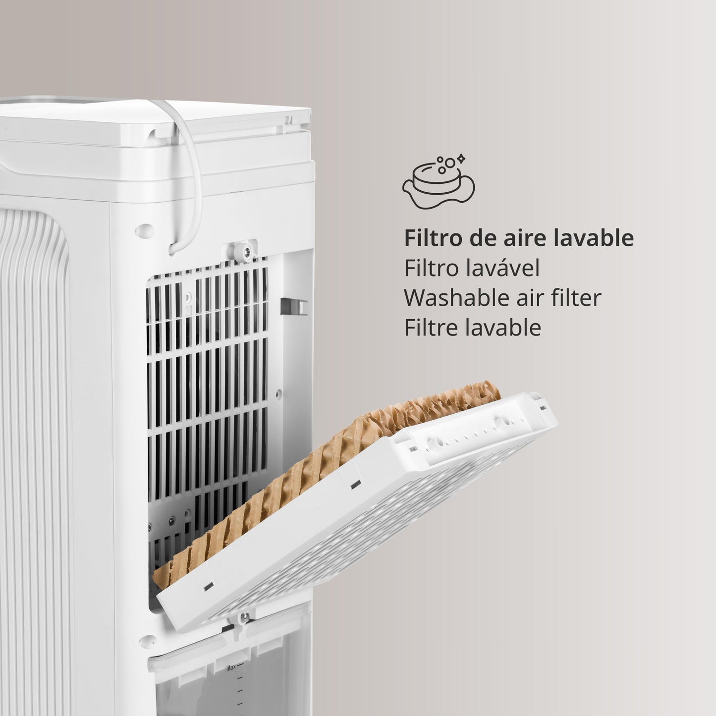 Ufesa Nuuk+ Climatizador Evaporativo 65W, Función Fría, Ionizador, 3 Velocidades y Modos, Depósito 6 L, Temporizador 12 h, Filtro Lavable, Mando a Distancia