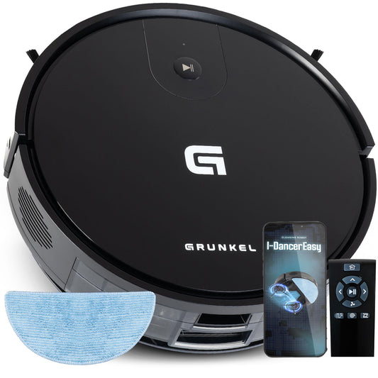 Grunkel Robot Aspirador y Mopa Friegasuelos I-DANCEREASY, Motor Brushless 35 W, Potencia de Succión 21 Kpa, Autonomía 120 min