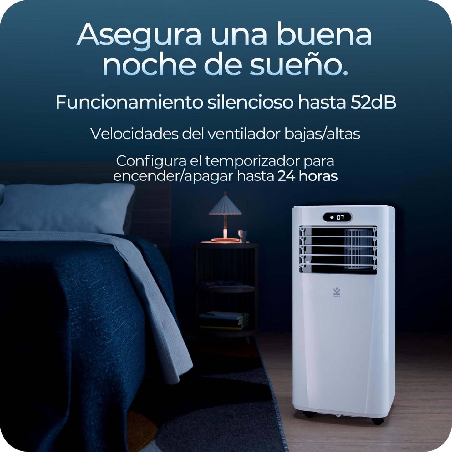 **Avalla S-95 Aire Acondicionado Portátil 3 en 1, 7000 BTU, Deshumidificador 20 L, Ventilador y Refrigeración para Hasta 68 m³, Bajo Consumo, Temporizador 24 h, con Mando y Kit de Ventana**
