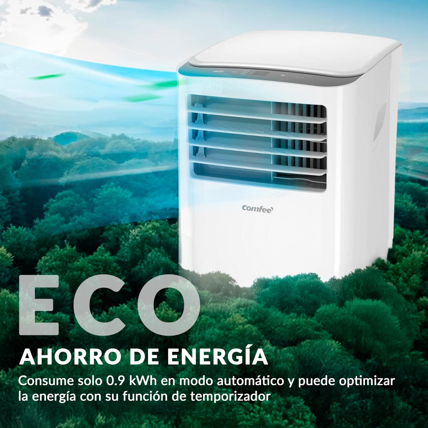 **COMFEE Aire Acondicionado Portátil 3 en 1, 8000 BTU / 2000 Frigorías, Climatizador sin Unidad Exterior, Enfriador Silencioso de Bajo Consumo con Kit de Ventana, Funciones de Refrigeración, Ventilación y Deshumidificación**